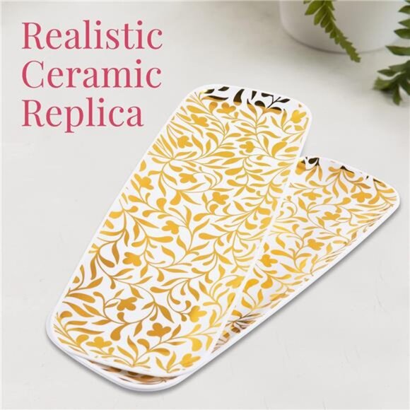 Disposable Gold Serving Trays 3 Pack - Elegant Plastic Trays for Serving Food - Picture 4 of 7